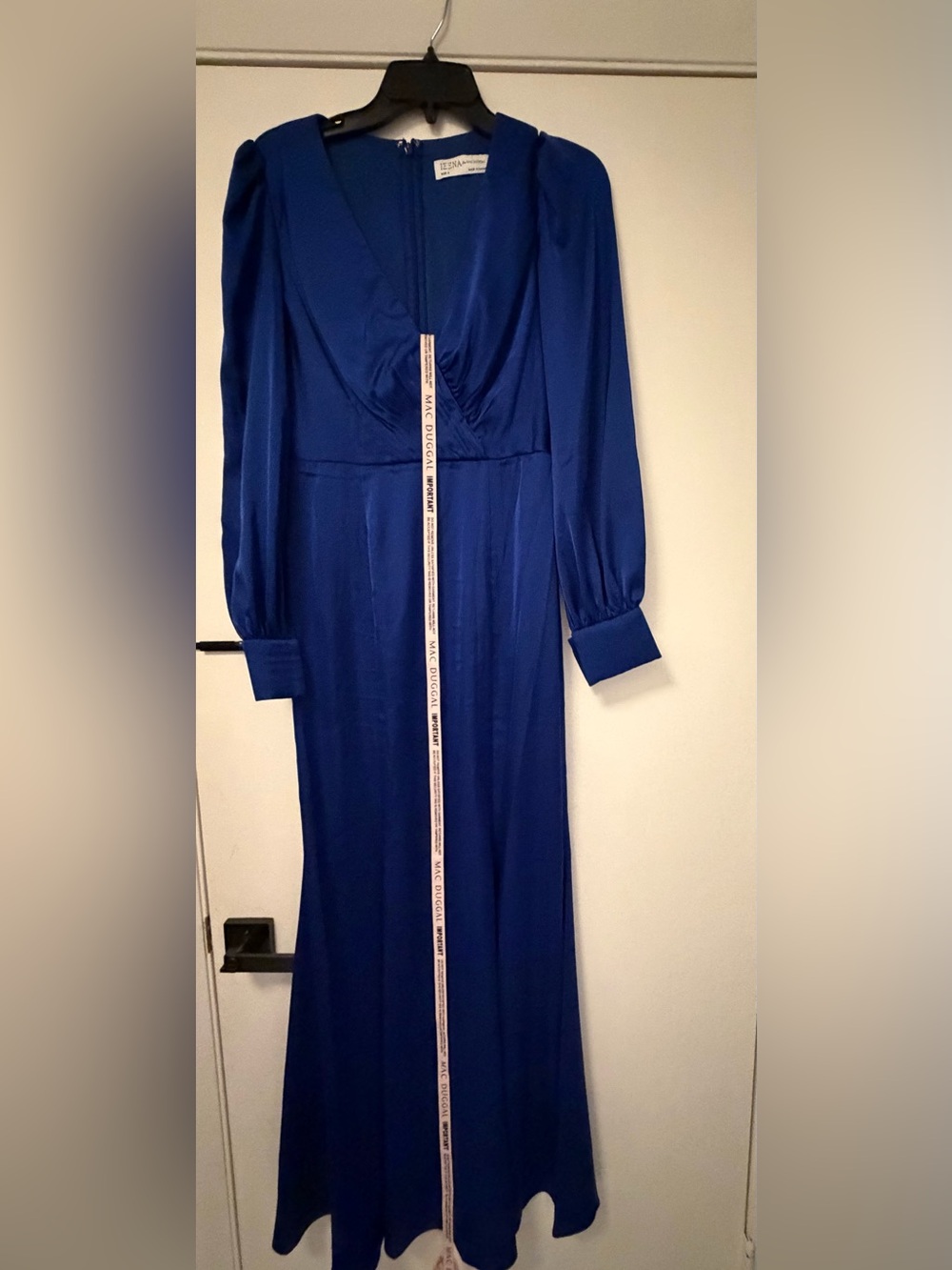 Mac Duggal Royal Blue Long Sleeve Maxi Gown